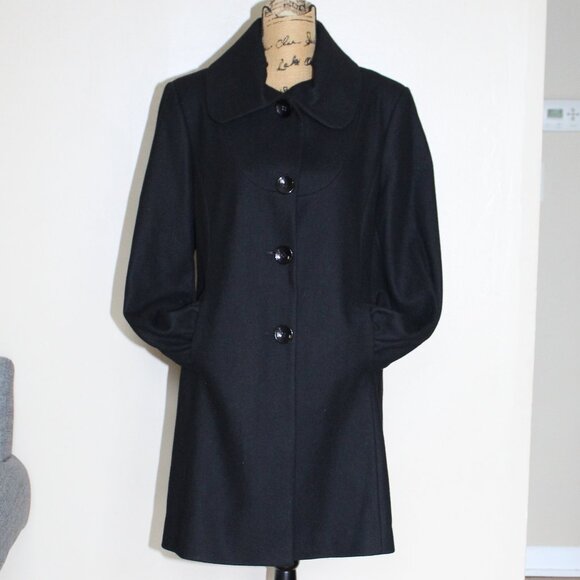 NWT Marvin Richards Black Wool Blend Button Up Coat Women's XL - Picture 1 of 15